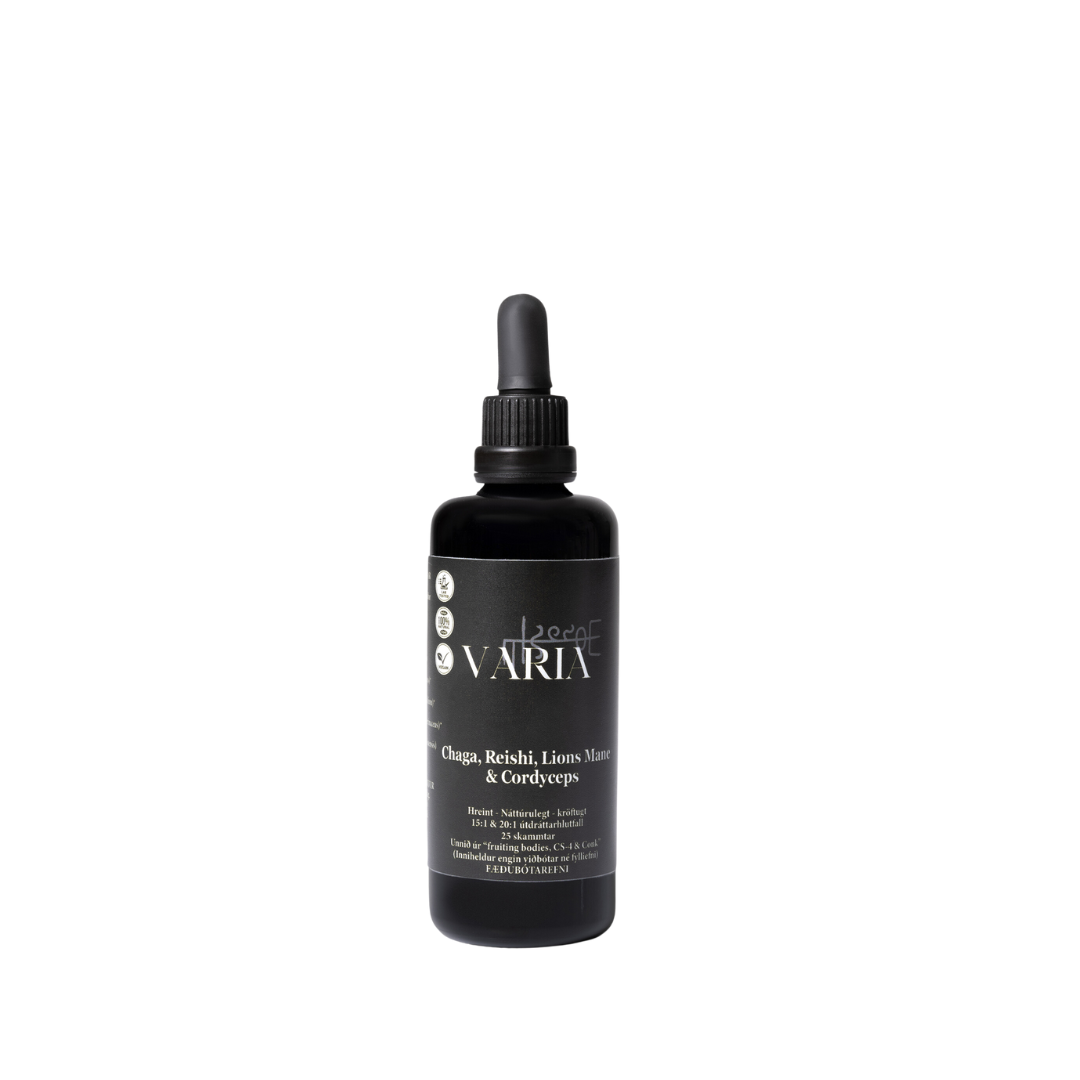 Varia Sveppablanda Dropar (Lions Mane, Reishi, Chaga, Cordyceps) 0% Alkahól 100ml