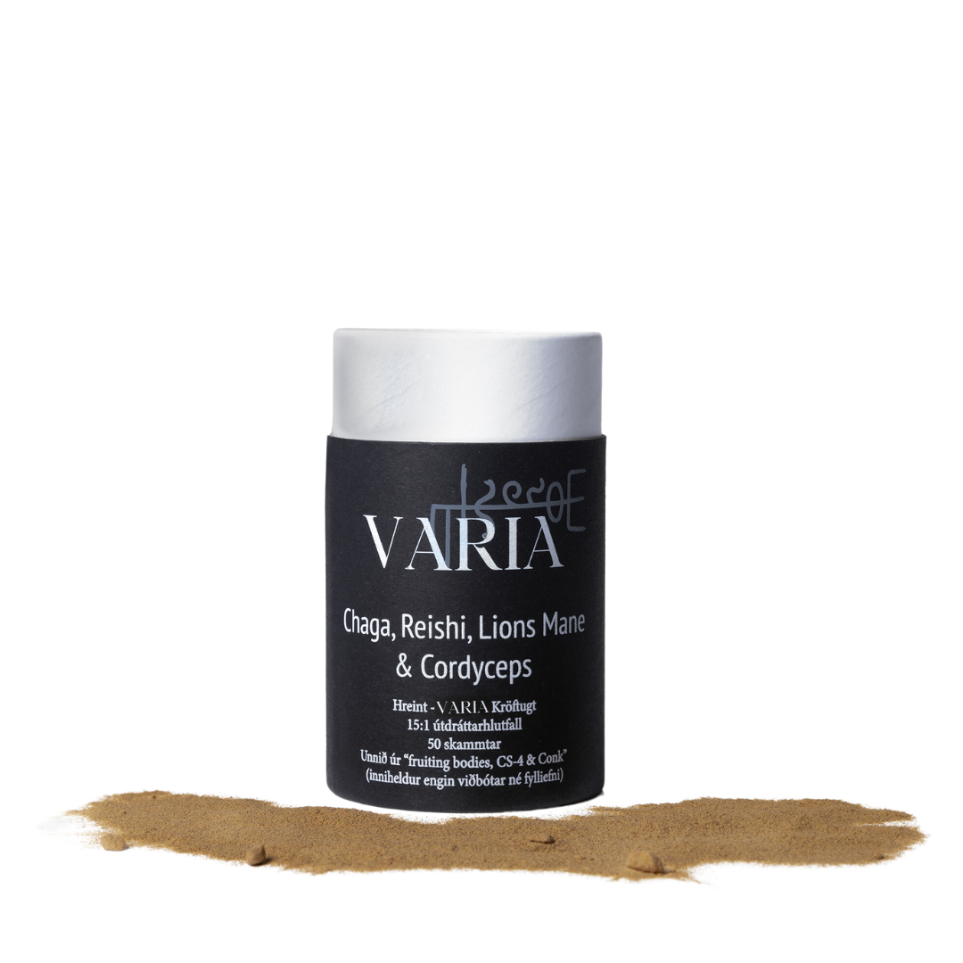 Varia Sveppablanda (Chaga, Reishi, Lions Mane & Cordyceps) Duft 50 skammtar