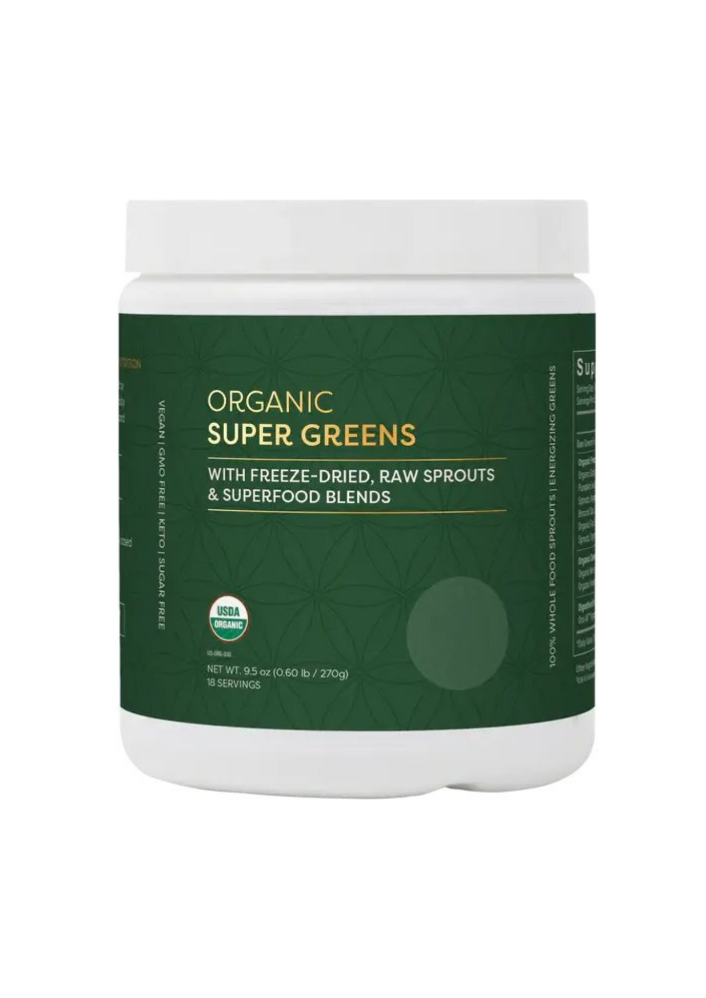 Organic Super Greens With Freeze-Dried, Raw Sprouts & Superfood Blends 270gr